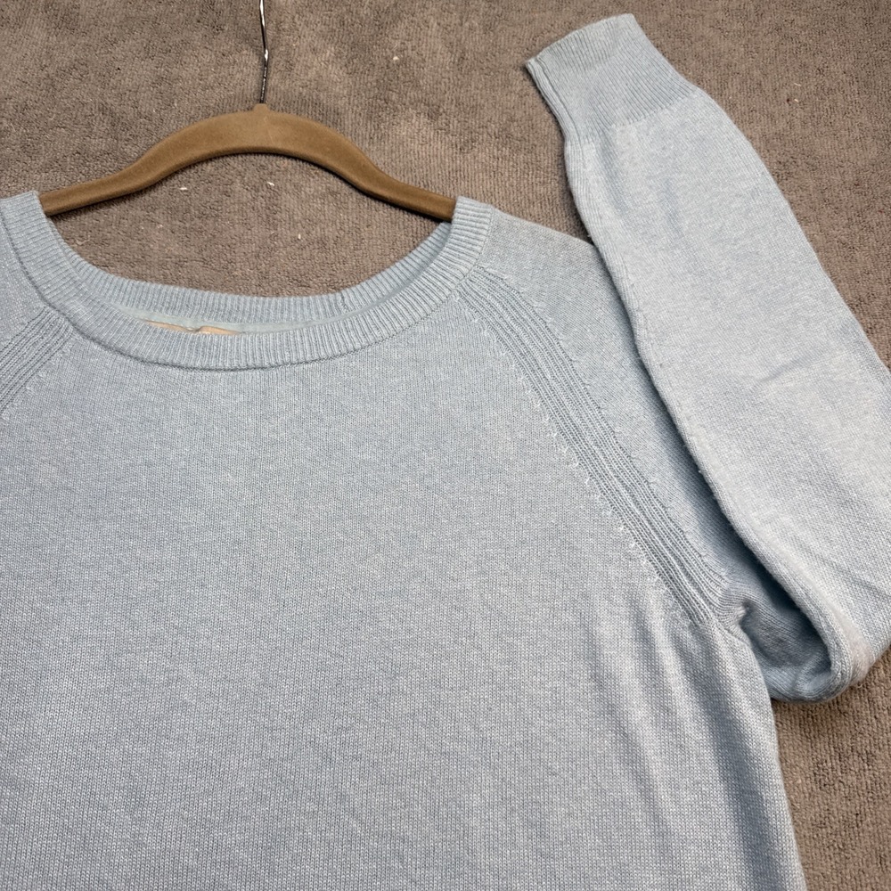 Light Blue Merino Wool Cashmere Crew Neck Sweater Soft‎ Knit Womens Small